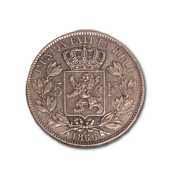 Belgique - 5 Francs - 1866 – Image 2